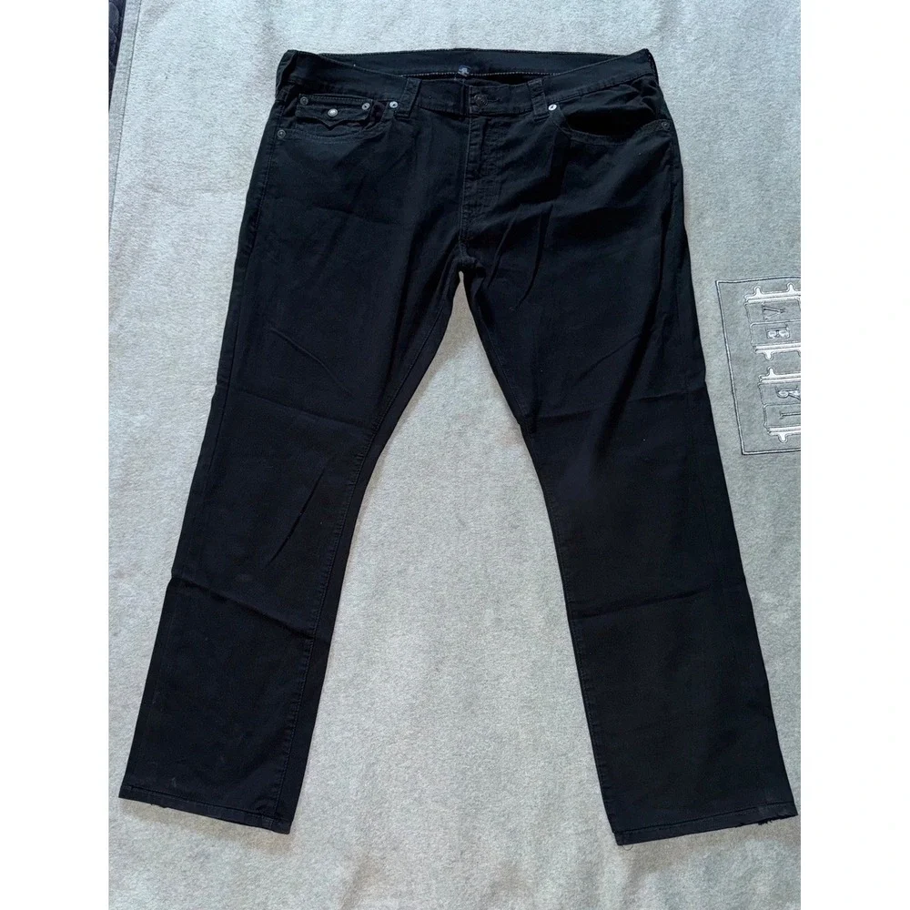 True Religion Jeans Men's Black Denim Straight Leg Stretch Sz 40